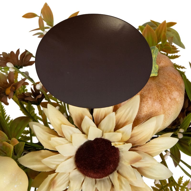 Sunflower and Pumpkins Fall Harvest Triple Candle Holder - 28"
