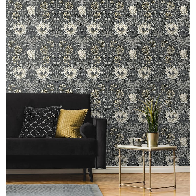 Seabrook Designs Ogee Flora Nonwoven Unpasted Wallpaper