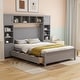 preview thumbnail 93 of 105, Modern Platform Bed with Integrated Cabinet, Trundle Bed and Drawers