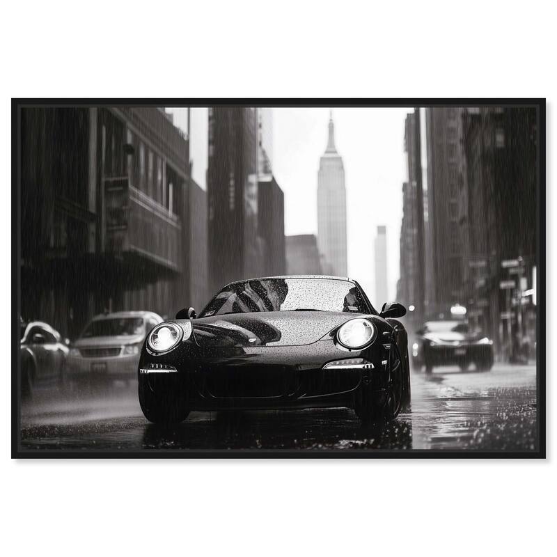 Driving in the Rain NYC Canvas by Art Remedy - Black - 15" x 10"