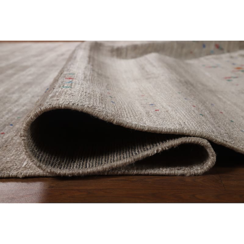 Hand Knotted Oriental 100% Wool Carpet Tribal Tribal Greys & Charcoal Gabbeh Area Rug - 9' 11'' X 8' 0''