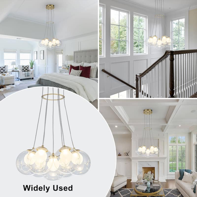 Modern Textured Glass Globe Pendant Light Frosted Shade Dining Room