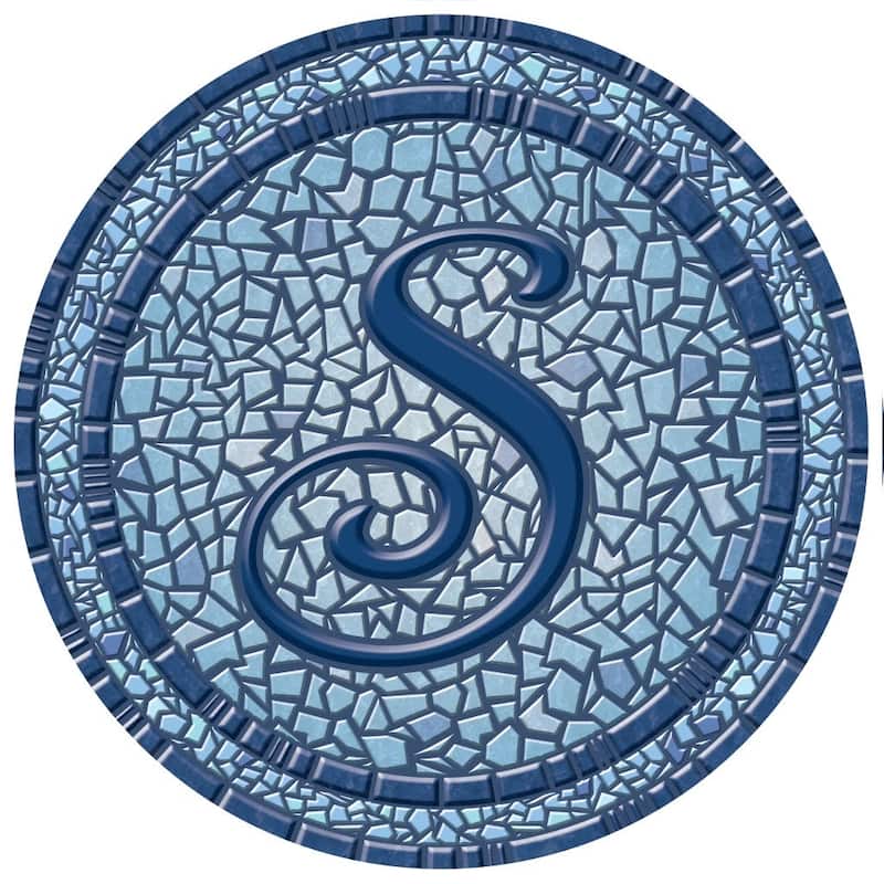 Custom Monogram Decorative Poolmat #2 - Mosaic Pool Art - 29" in Diameter - Letter "S"