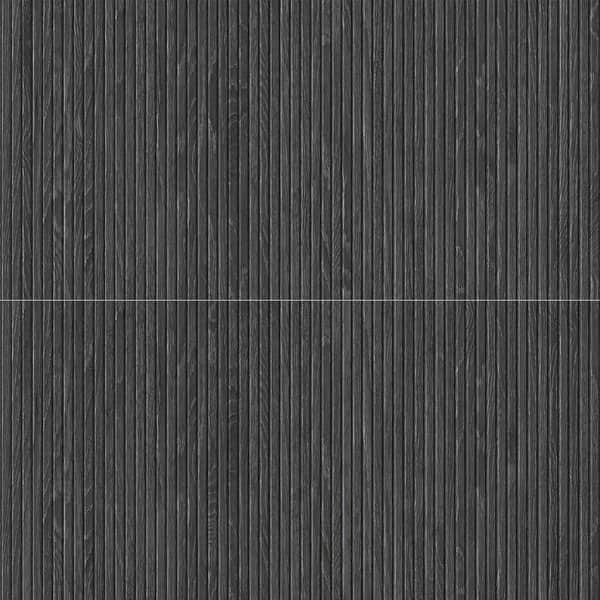 Marqueterie 24x48 Black Matte Porcelain Ribbed Tile - Floor & Wall ...