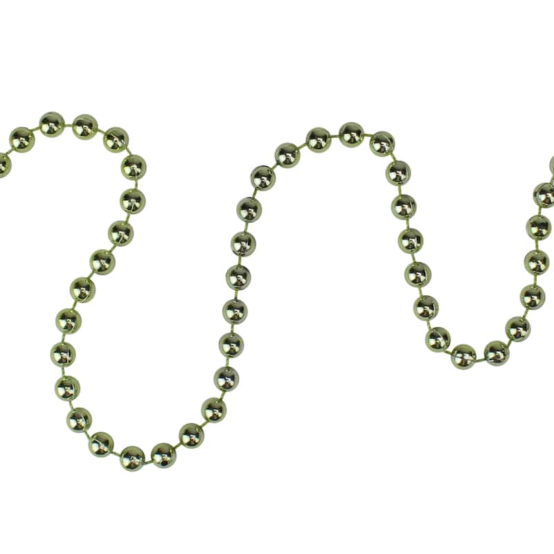 15'x0.25" Shiny Metallic Lime Green Beaded Artificial Garland
