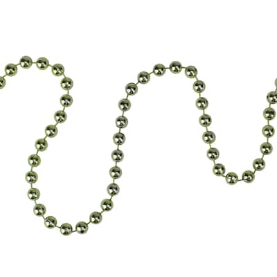 15'x0.25" Shiny Metallic Lime Green Beaded Artificial Garland