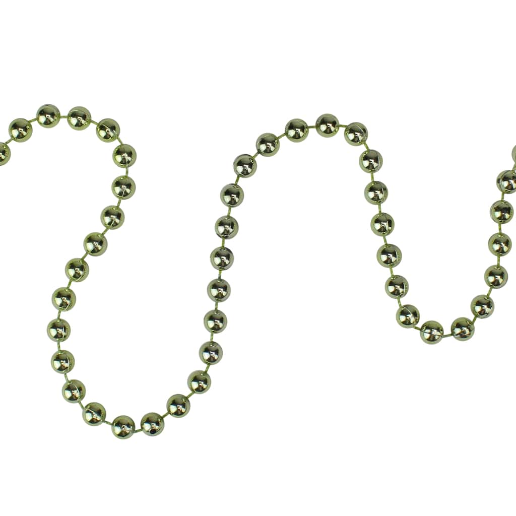 15'x0.25" Shiny Metallic Lime Green Beaded Artificial Garland