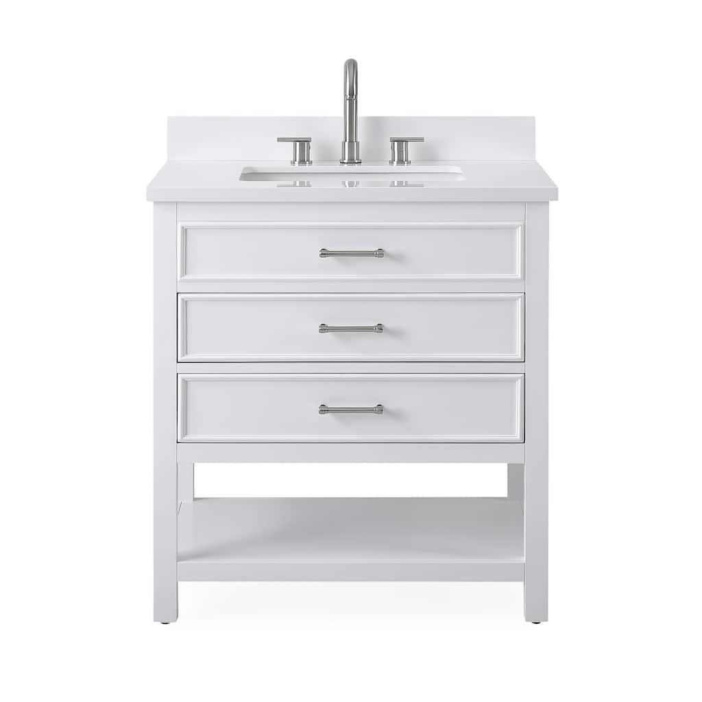 30" Tennant Brand Felton White Finish Single Sink Bathroom Vanity