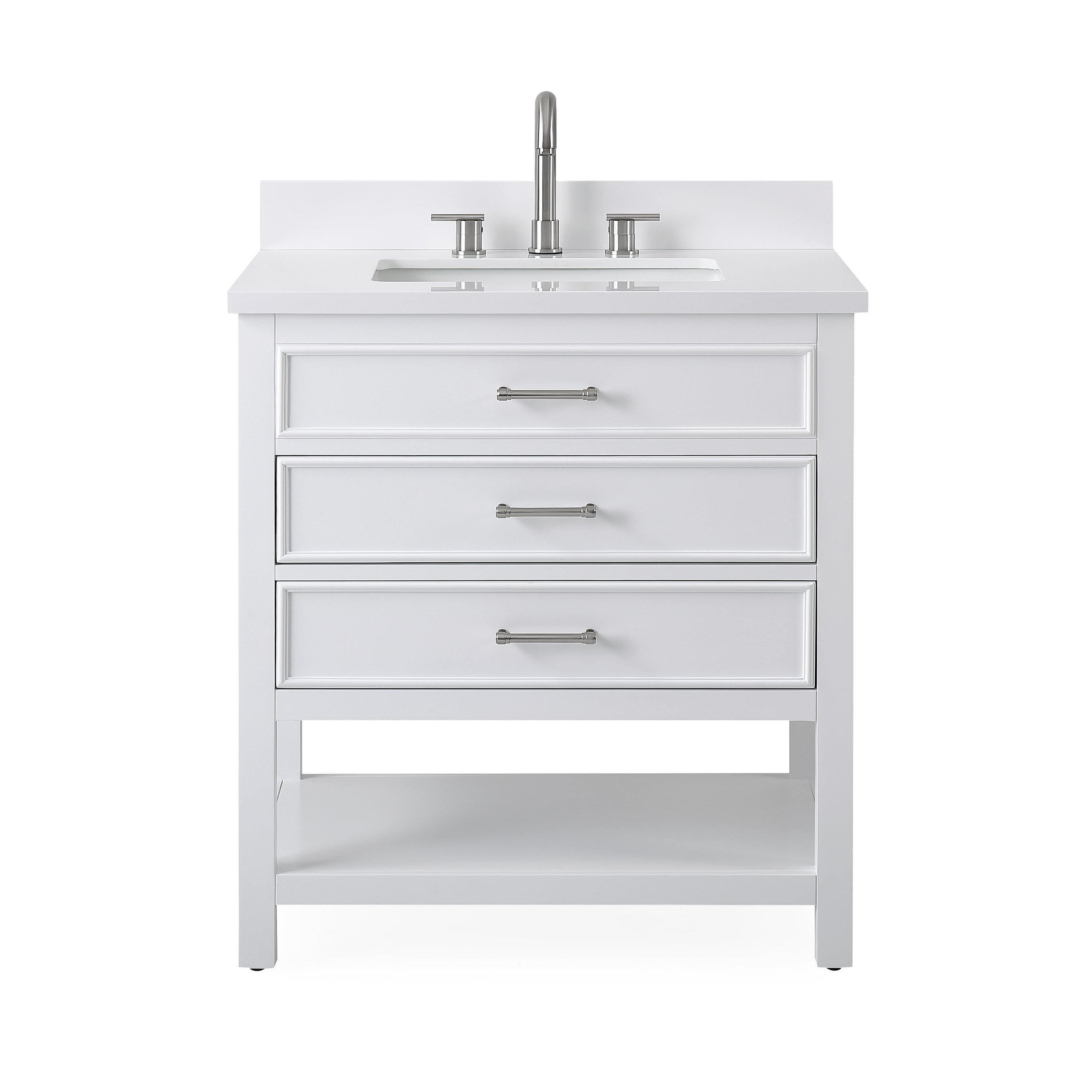 30" Tennant Brand Felton White Finish Single Sink Bathroom Vanity