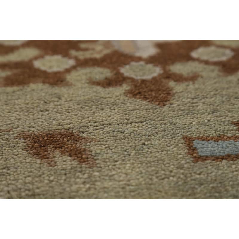 Light Green Oushak Indian Area Rug Handmade Wool Carpet - 9'0" x 11'11"