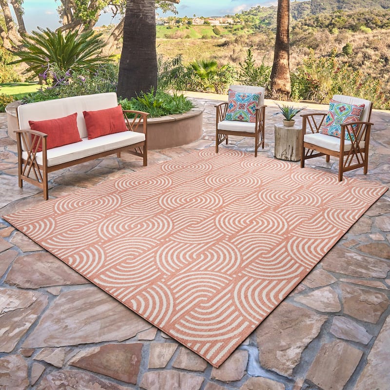 Gertmenian Savara Global Geometric Polypropylene Indoor Outdoor Performance Flatweave Area Rug Collection