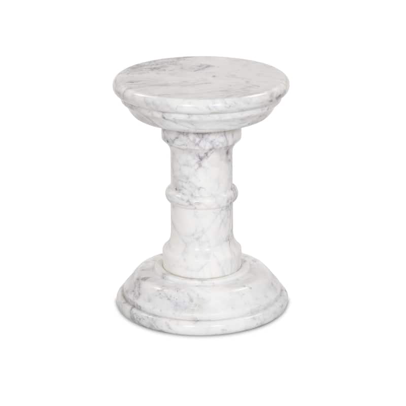 Jonathan End Table-Veined White Marble Solid