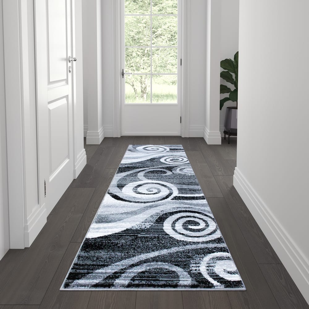 Modern Swirl Design Olefin Area Rug