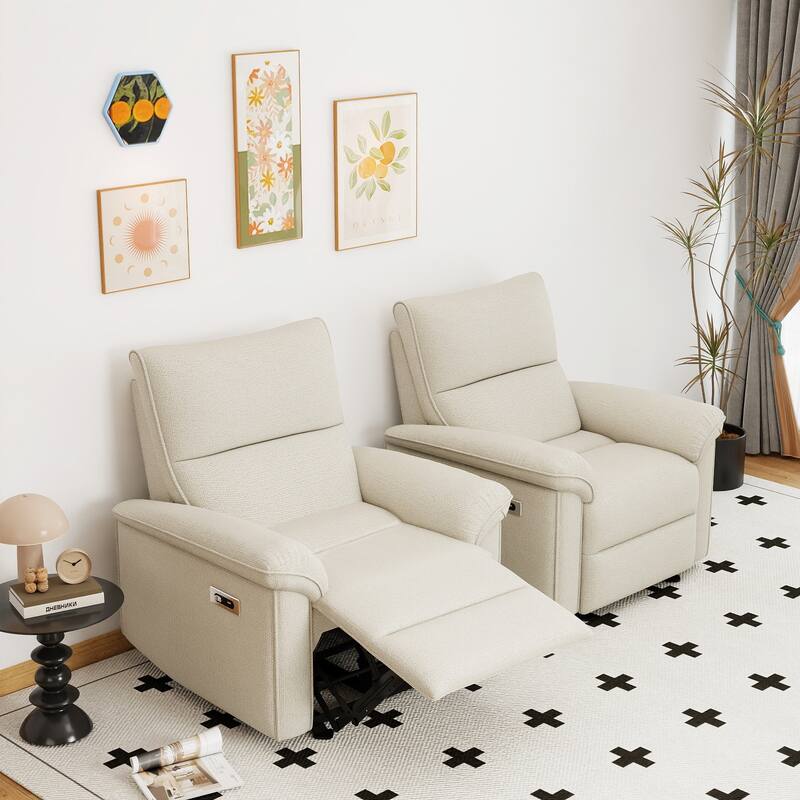 Wall Hugger Recliner,Zero Wall Power Recliner Chair,Electric Recliner for Living Room,Fabric Reclining Armchair,USB Port(Type-C)