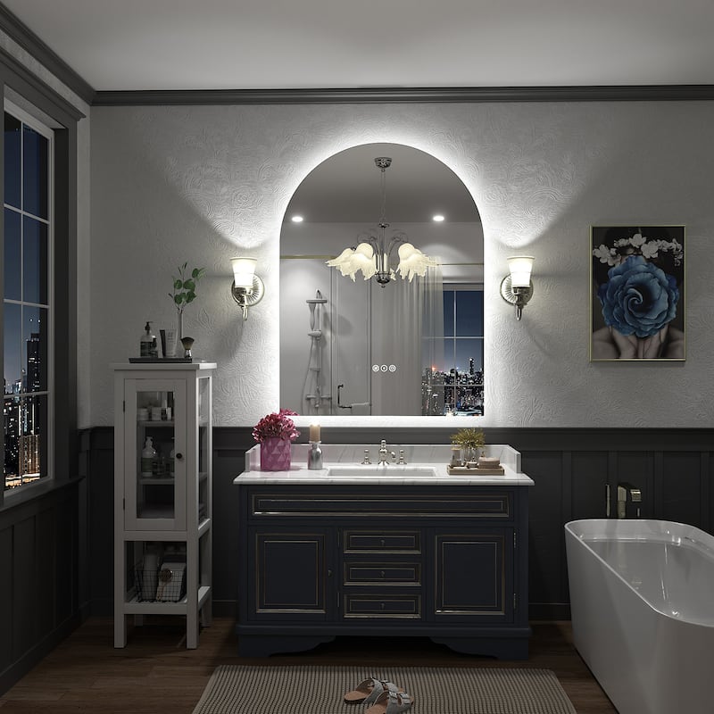 UL Certified Arched LED Anti-fog Tempered Glass Wall Bathroom Vanity Mirror
