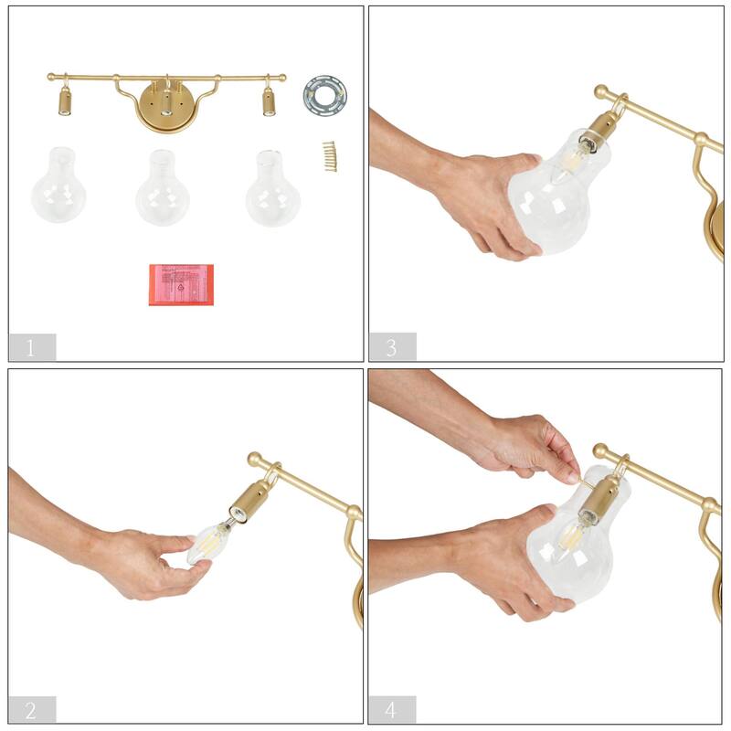 Carson Carrington Modern 2/3/4-Light Gold Bathroom Vanity Lights Glass Wall Sconces