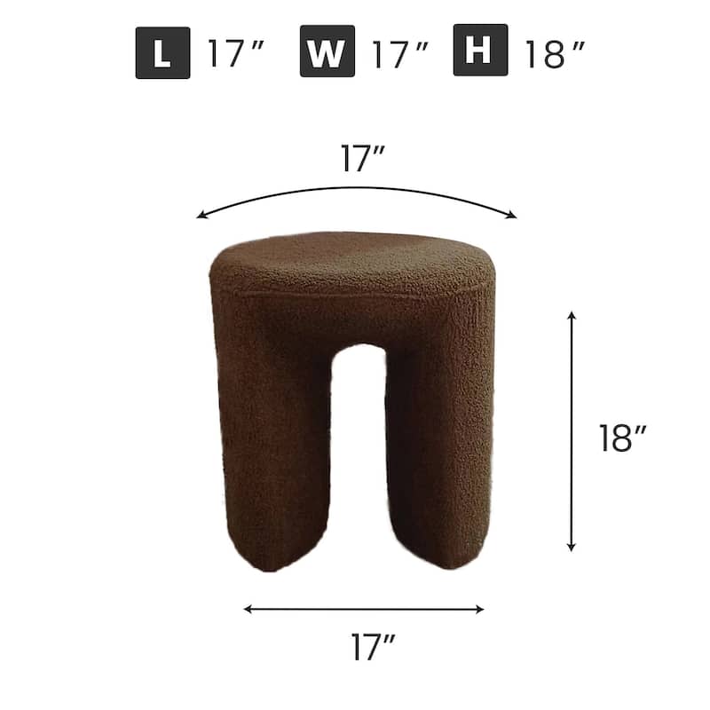 Plush Teddy Fabric Small Ottoman Foot Stool Vanity Stool for Bedroom