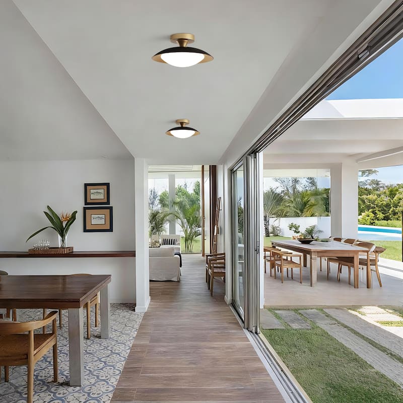 11.8-in W LED Compatible Mid-Century Modern Semi Flush Mount Ceiling Light