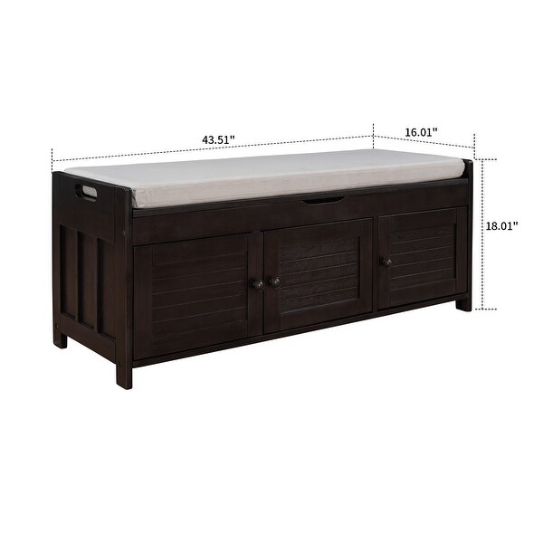 Classic Modern Storage Bench with Two Cabinets and Flip-Top