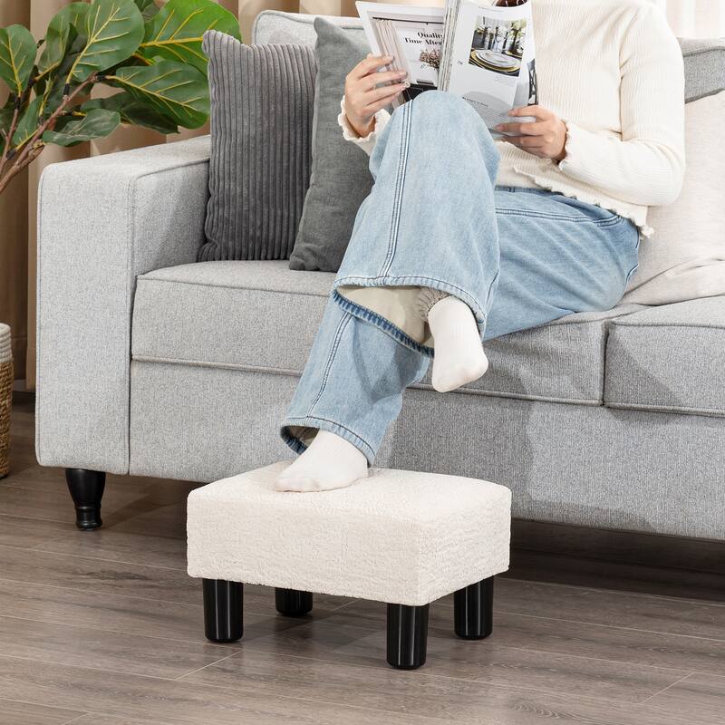 Adeco Small Rectangular Ottoman Footrest Stool Chair