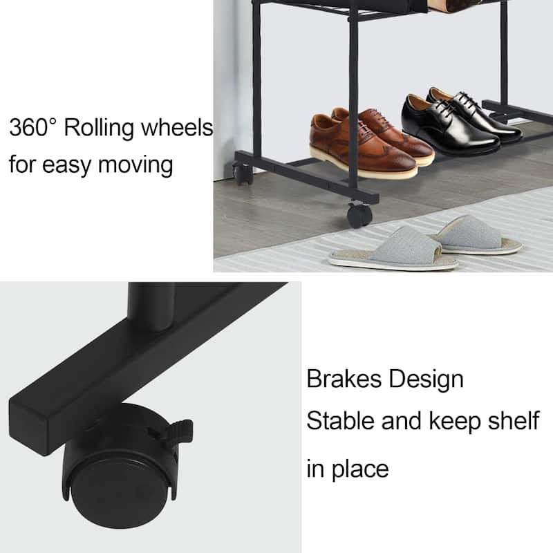 Rolling Garment Rack Clothes Metal Stand Shelf