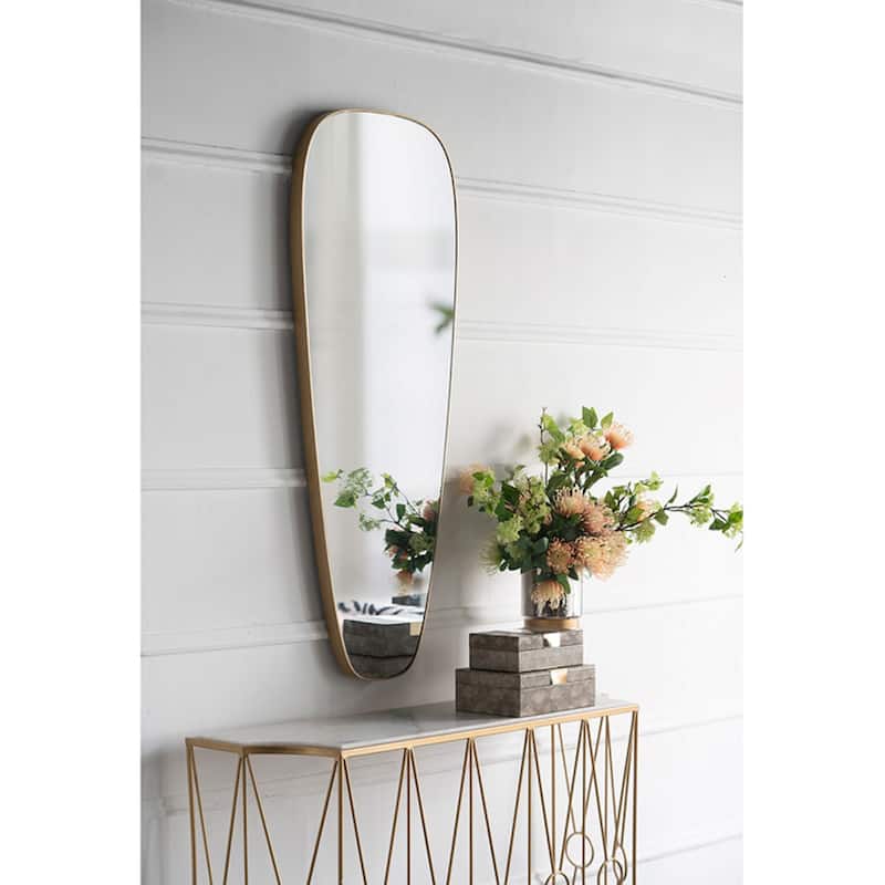 Teardrop Shaped Wall Mirror - 51" - Gold