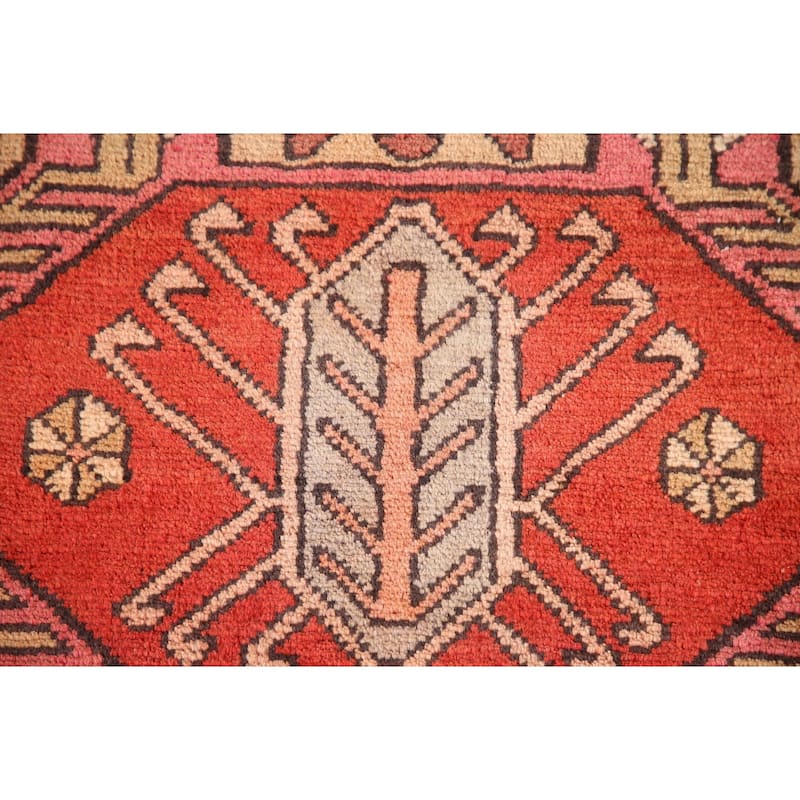 Tribal Orange Meshkin Persian Vintage Runner Rug Handmade Wool Carpet - 3'8"x 10'5"