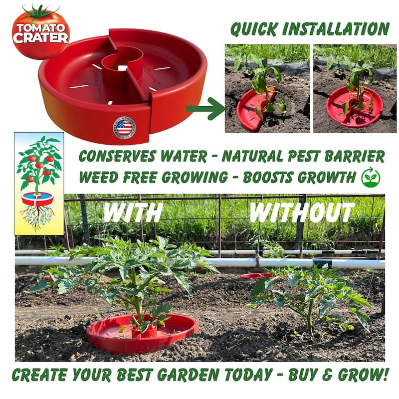 Tomato Crater Gardening Tool for Healthier Tomatoes, 12” Red