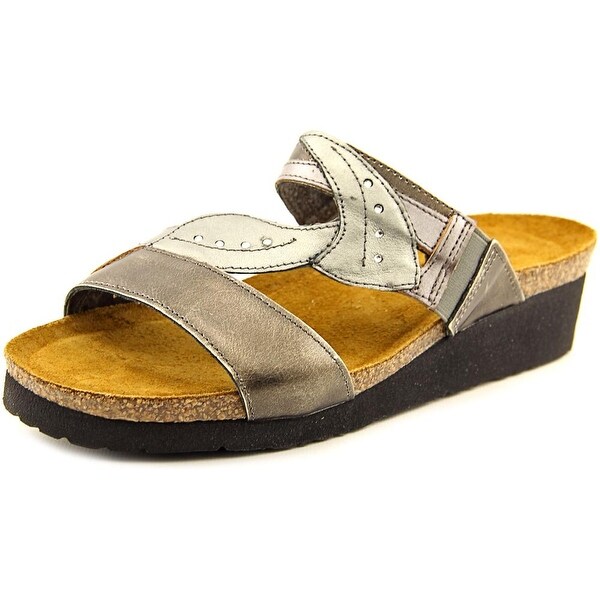 Naot Kimberly Women Open Toe Leather Gray Slides Sandal