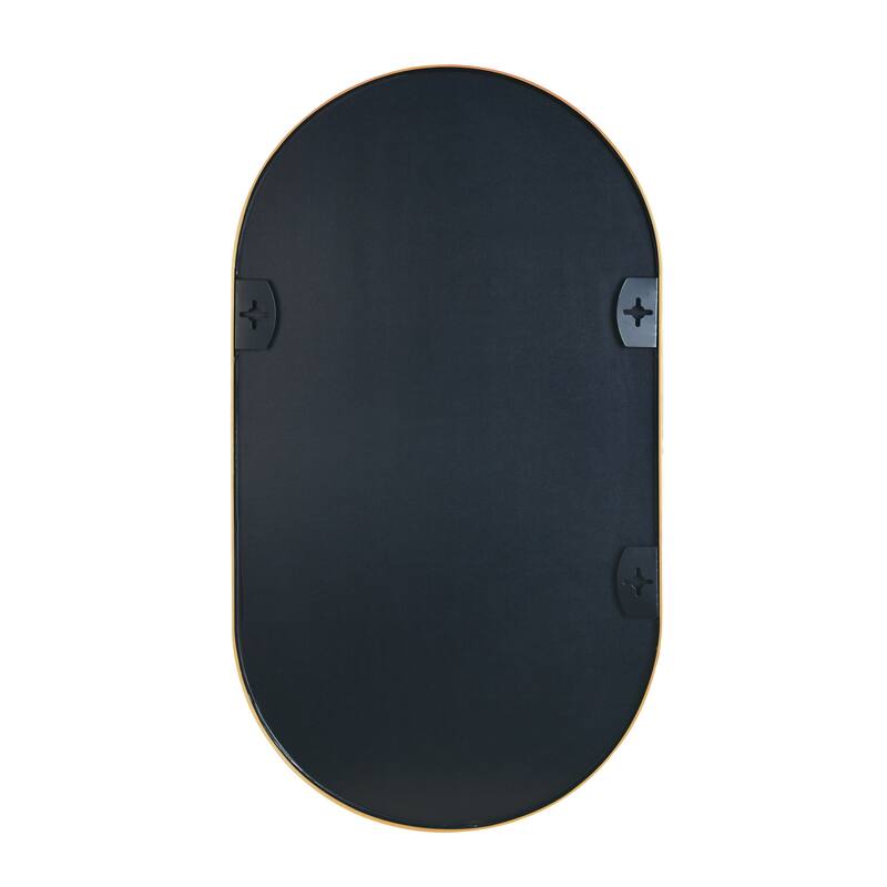 GDFStudio - Verona Modern Metal Frame Oval Bathroom Vanity Decorative Mirror with Elongated Silhouette & Easy Wall Mounting