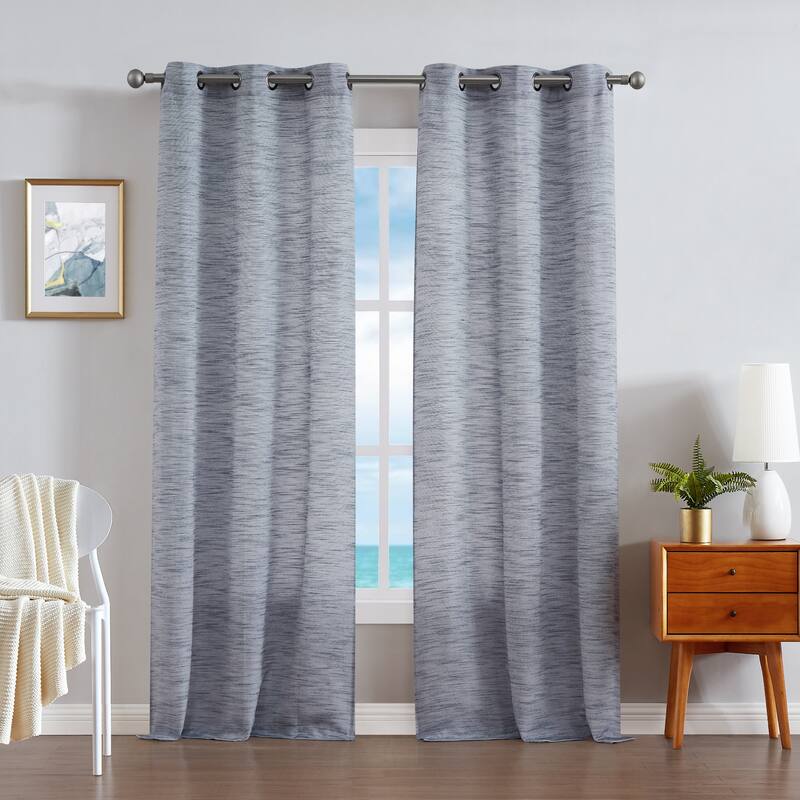 Nautica Julius Light Filtering Textured Grommet Window Curtain Panel Pair