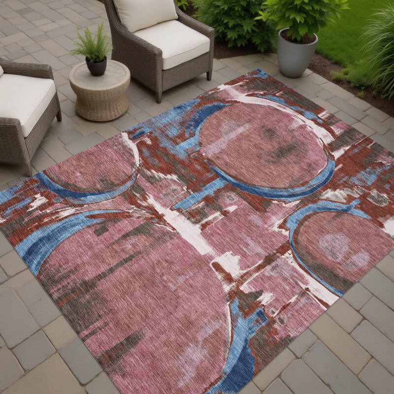 Machine Washable Indoor/ Outdoor Modern Erie Chantille Rug