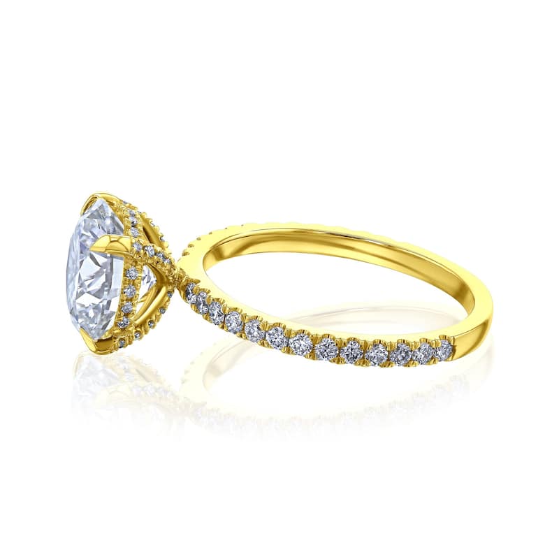Kobelli 3.45 Carat Lab Grown Diamond Certified 14k Solid Gold Hidden Wrap Halo Ruri Engagement Ring (EF/VS)