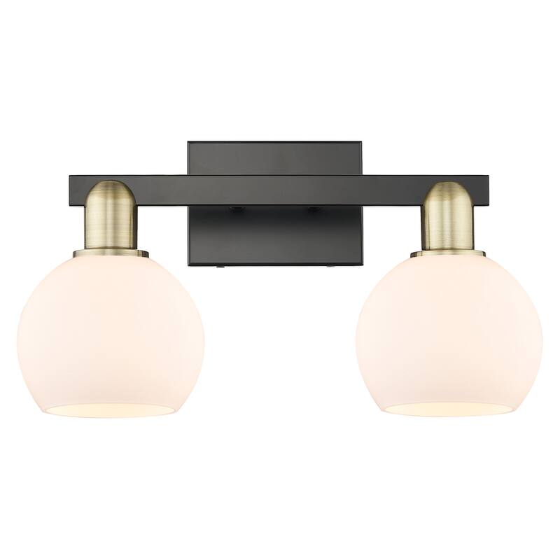 Innovations Lighting 716-2W-10-17 Athens Vanity Athens 2 Light 17" - Black Antique Brass / Matte White