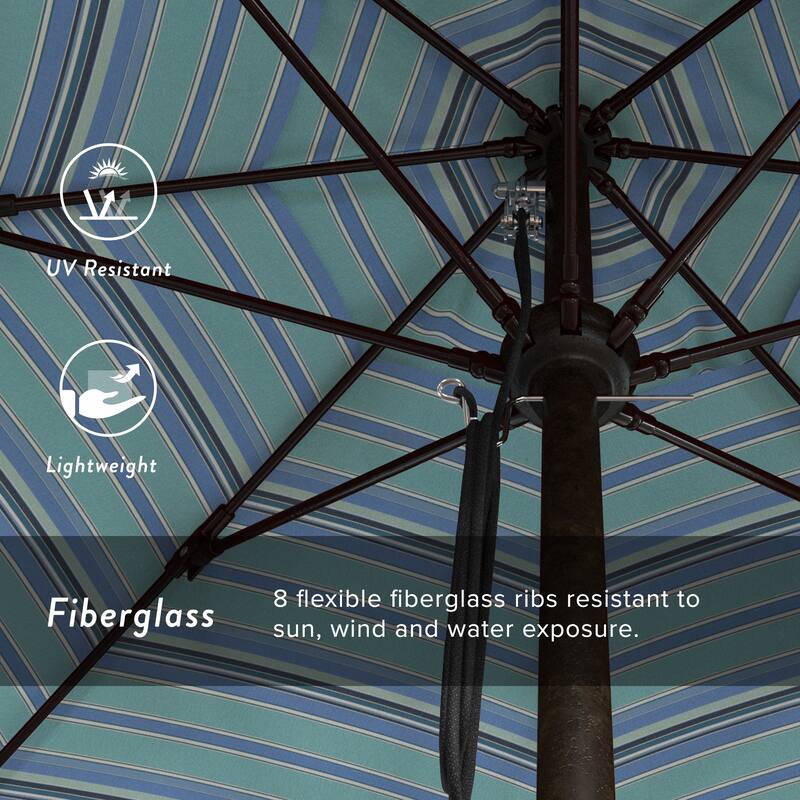 California Umbrella 11' Rd Aluminum Frame, Fiberglass Rib Patio Umbrella, Push Open, Bronze Finish, Sunbrella Fabric