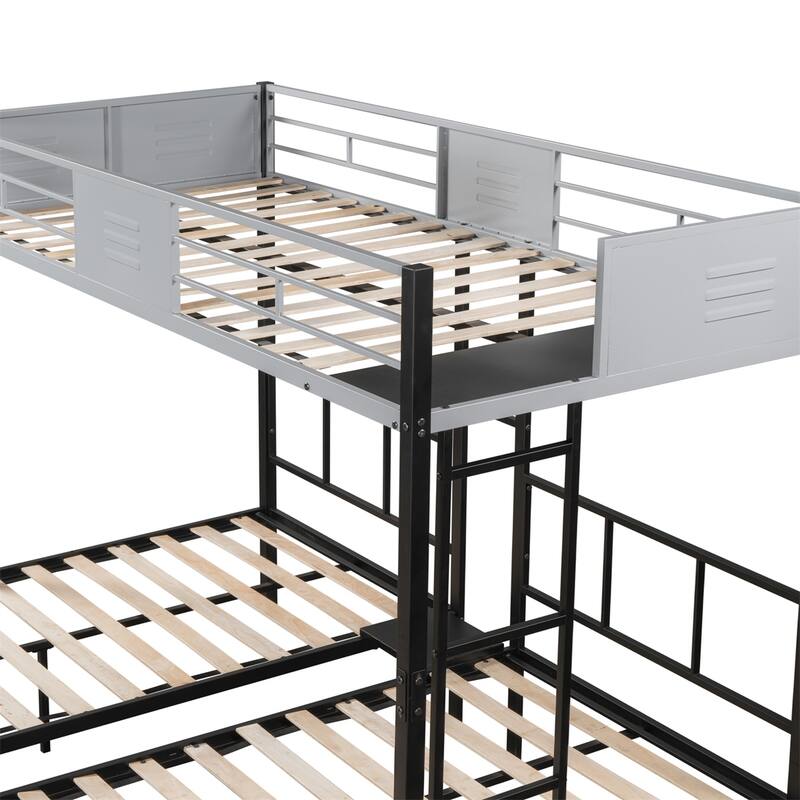 Triple Bunk Bed with Vent Board, Noise-Free Wood Slats
