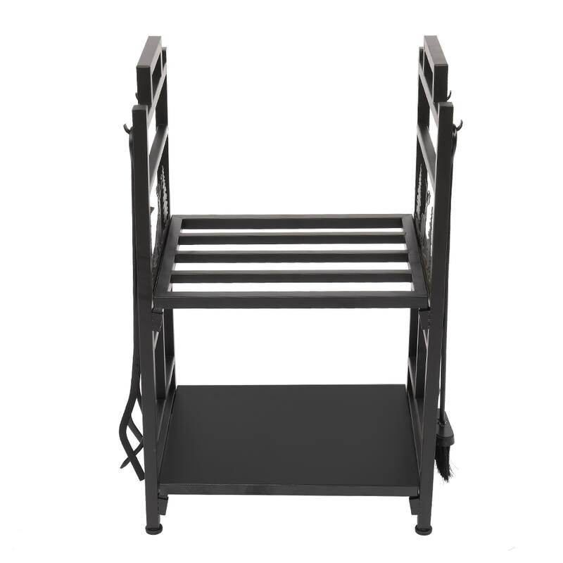 29.9" Double Layer Firewood Rack With Animal Pattern And Tools