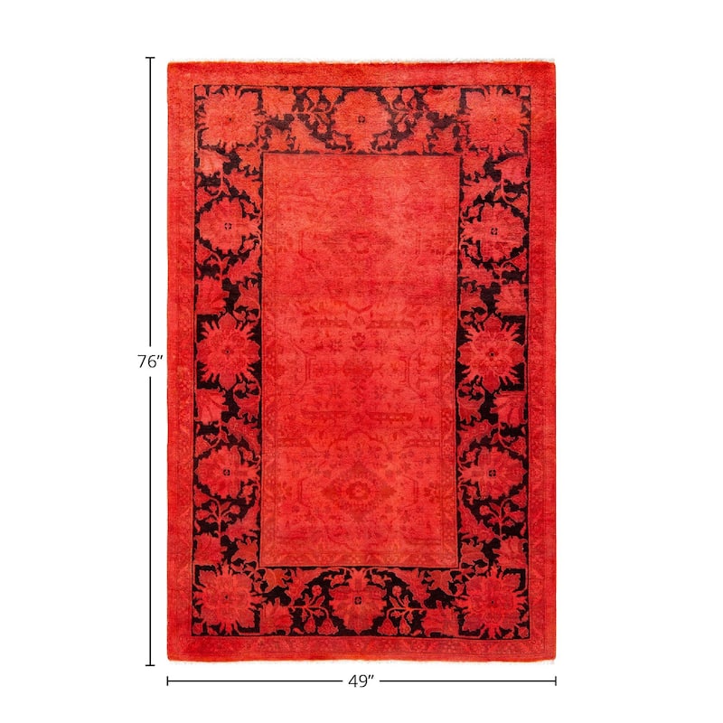 Vibrance, One-of-a-Kind Hand-Knotted Area Rug - Pink, 4' 1" x 6' 4" - 4' 1" x 6' 4"
