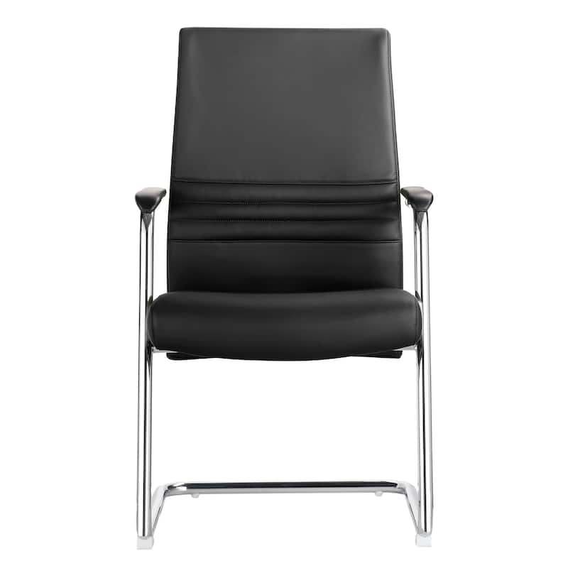 LeisureMod Aleen Office Chair with Upholstered Seat and Metal Armrest