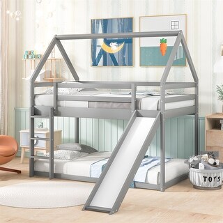Merax Twin House Bunk Bed with Convertible Slide and Ladder - Bed Bath ...