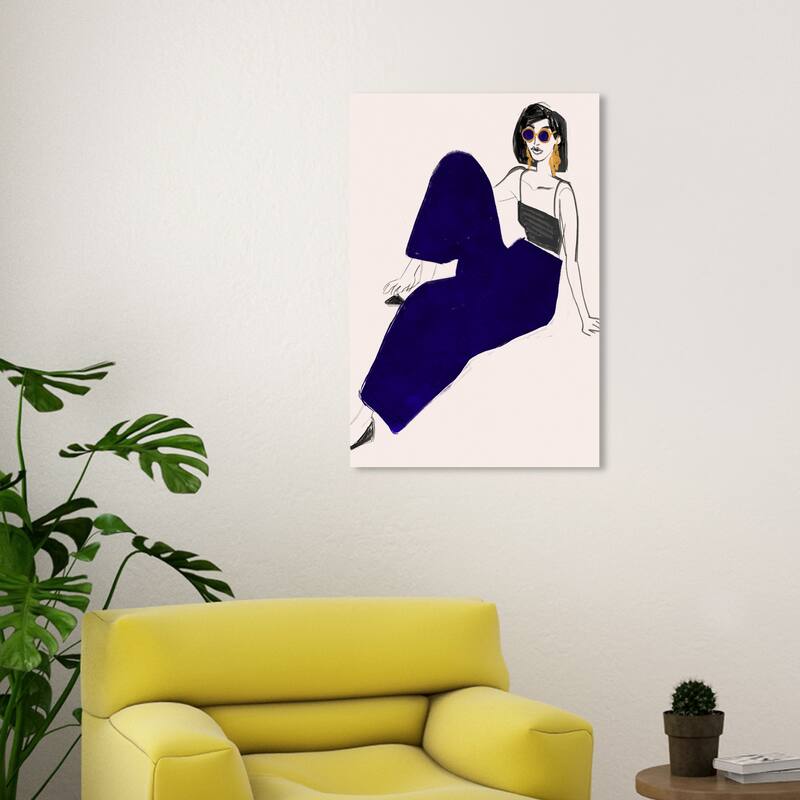 Wynwood Studio Canvas Fashion and Glam Kiki is My Name Blue and Dark Blue Glam Wall Art Canvas Print - 30 x 20