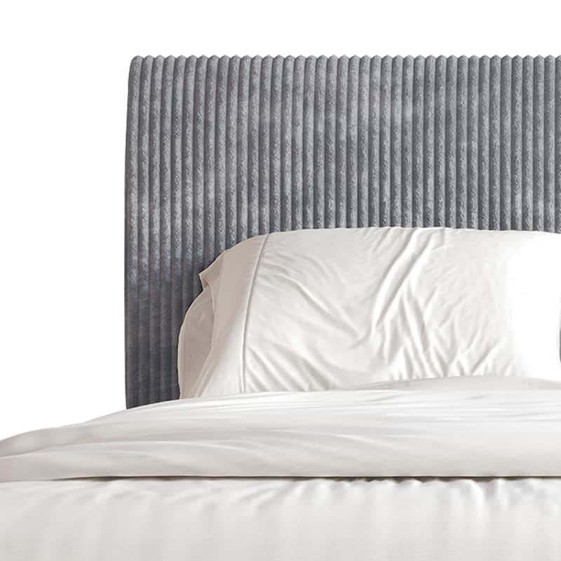 CraftPorch Corduroy 4-pieces Mid-Century Modern Grey Bed with Brown Furniture Bedroom Set