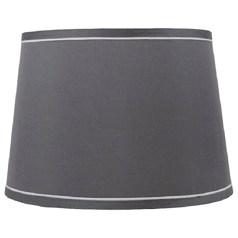 French Drum With White Trim Lampshade, 10" Top, 12" Bottom, 8.5" Slant - Gray