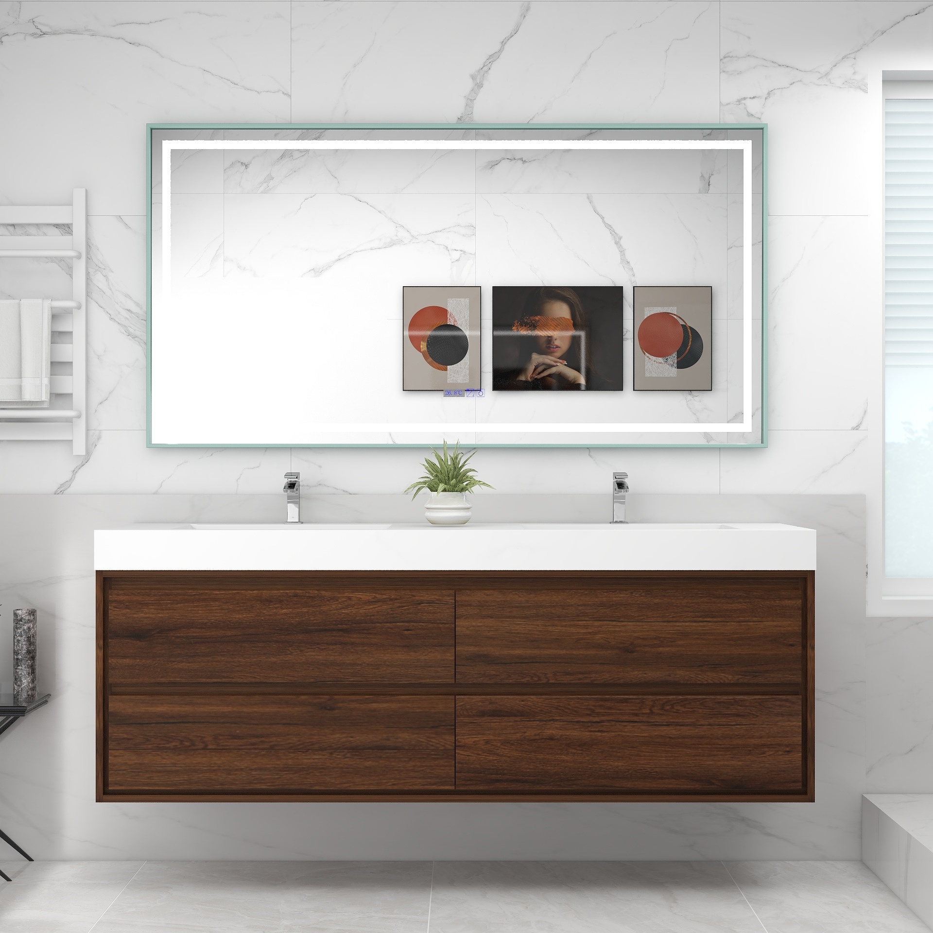 Floating double shop sink vanity