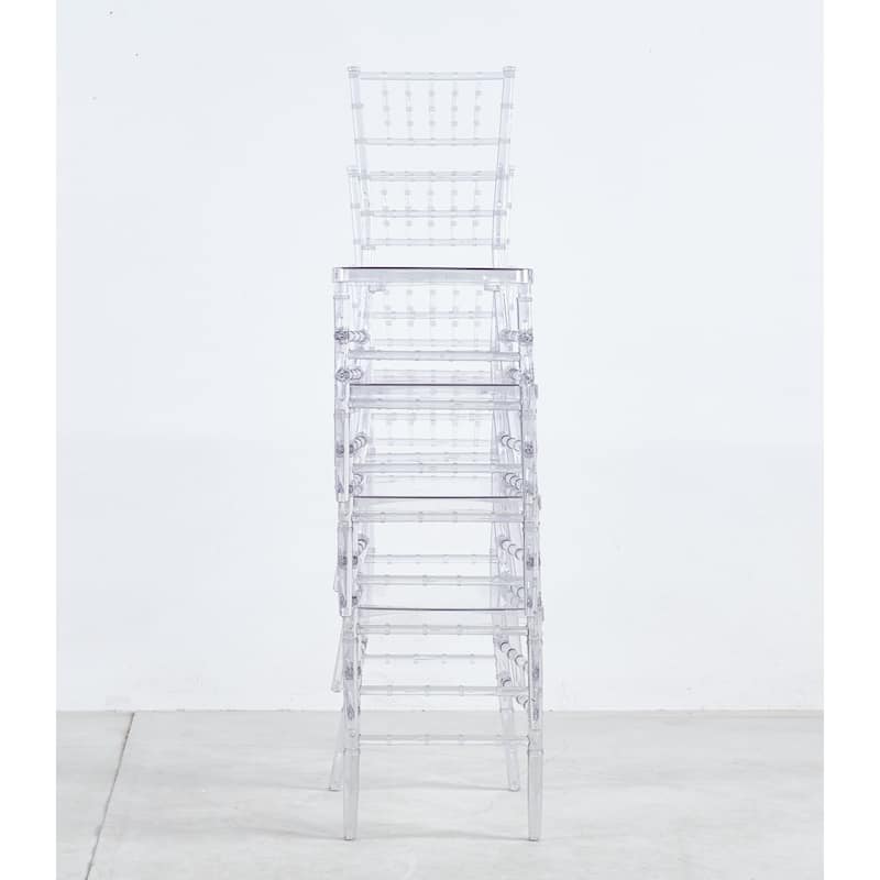 GDFStudio - Alva 19.68-inch Transparent Stackable Chiavari Wedding Chair Set, Set of 4 - Slatt back