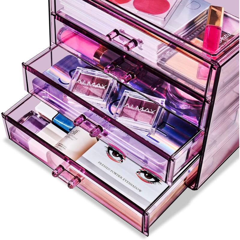 Sorbus Acrylic Cosmetics Makeup and Jewelry Storage Case Display– 4 Large Drawers - 9.25" x 5.375" x 7.875"