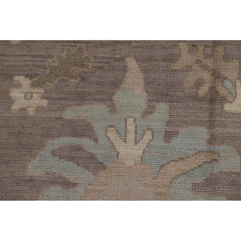 Oushak Turkish Area Rug Hand-Knotted Transitional Beige Wool Carpet - 6'2"x 8'11"