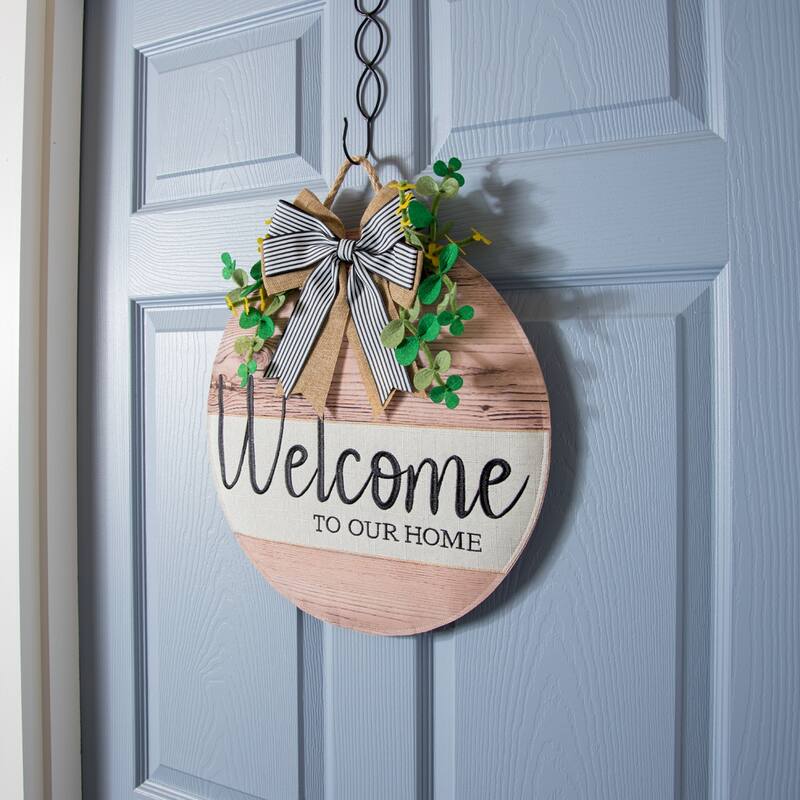 Wood Grain Welcome Door Decor