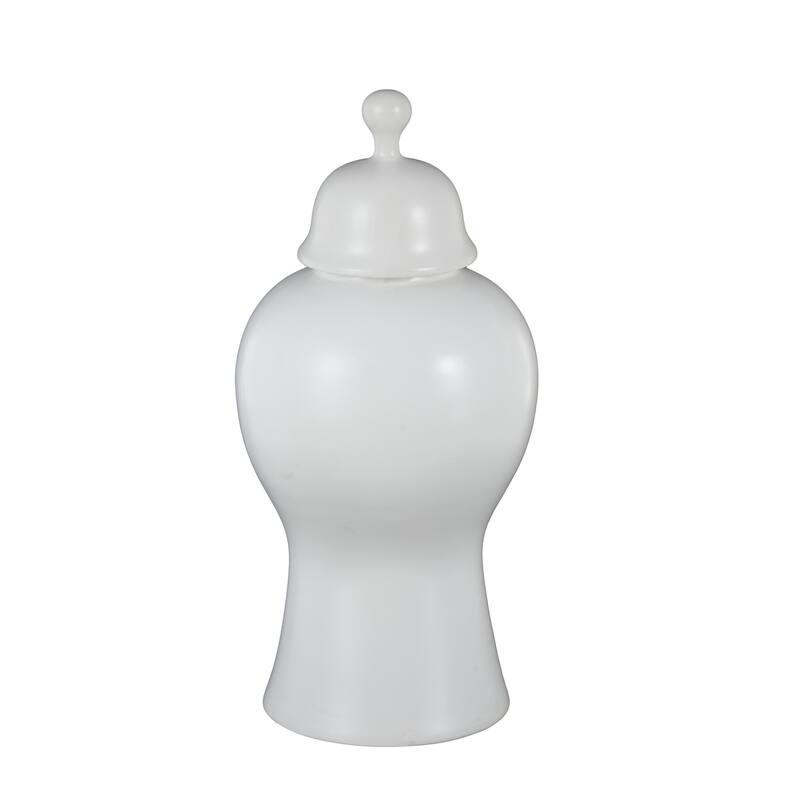 Ceramic Rounded Hourglass Decorative Jars with Lid and Ball Knob - White or Black- Roche River Decor