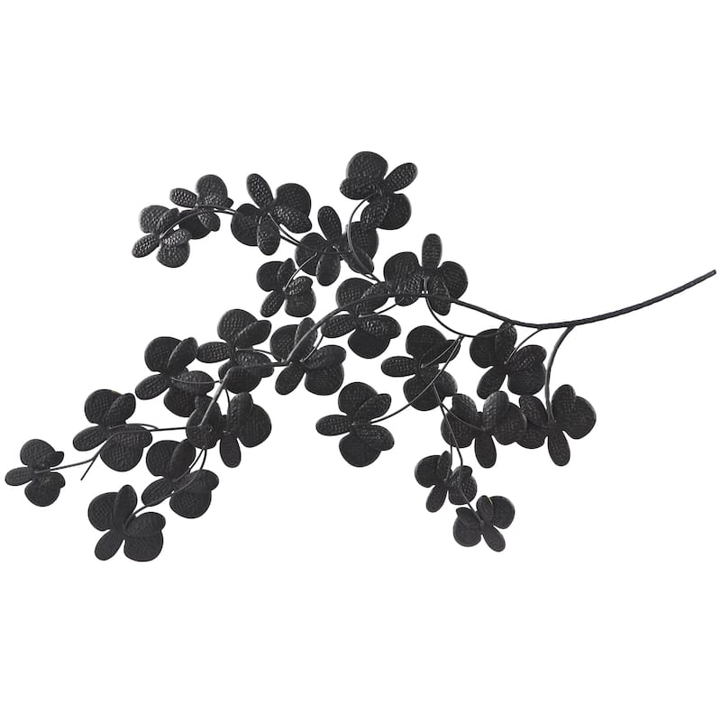 Metal Floral Orchid Home Wall Decor with Stem - Black or Gold - CosmoLiving by Cosmopolitan